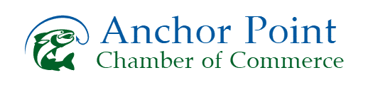 Logo of the Anchor Point Chamber of Commerce featuring a fish graphic.
